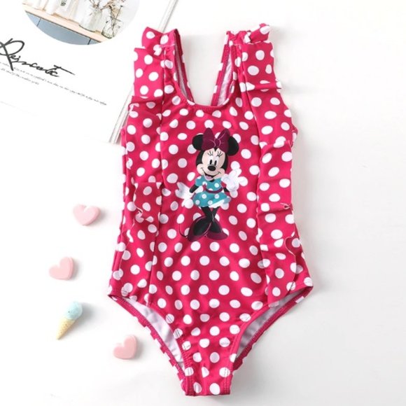 Other - Minnie Mouse girls swimsuit red polka dot